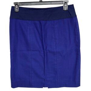 Cabi Womens Blue Pencil Skirt With Navy Waistband‎ Size 8